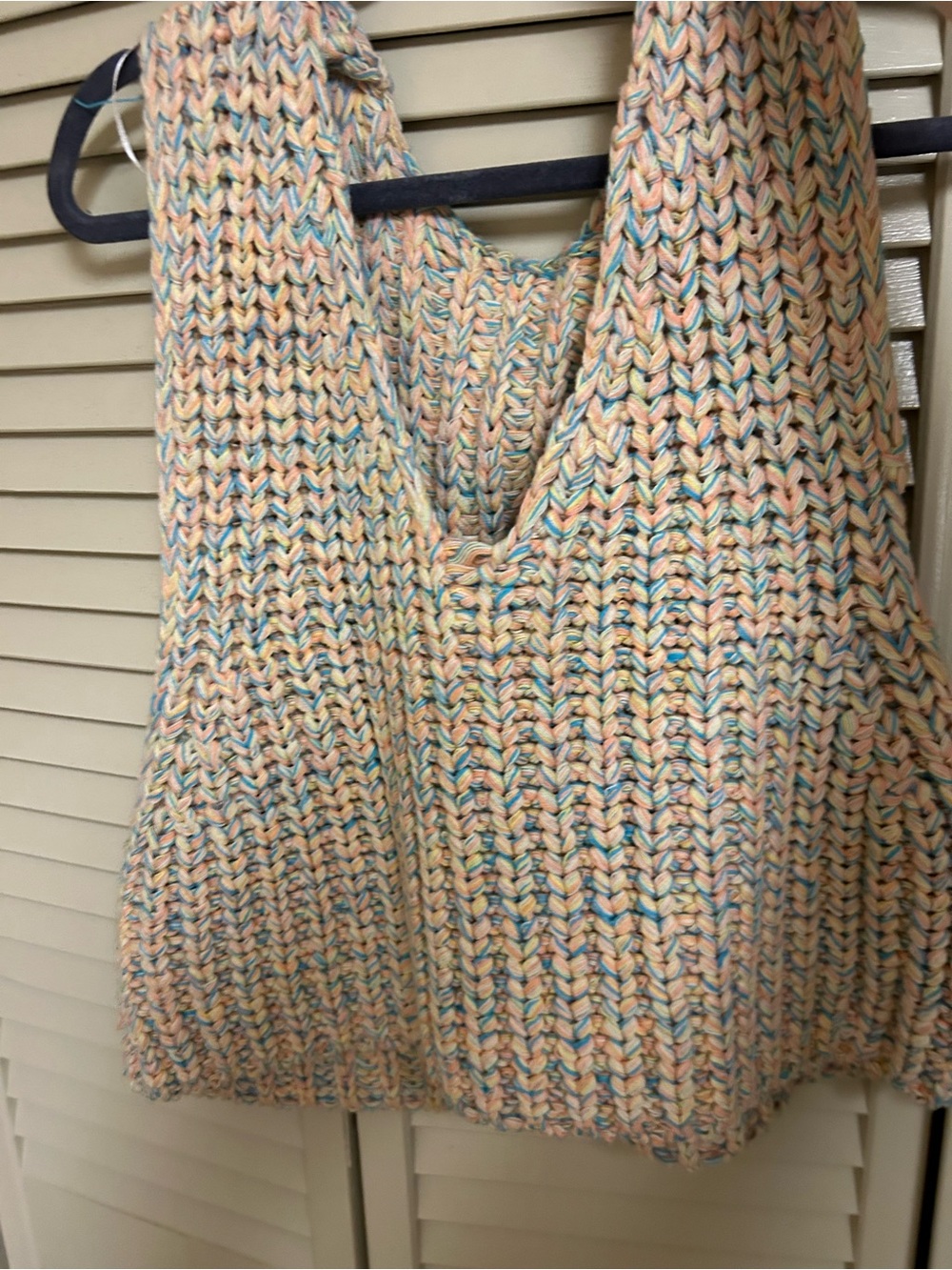 Free People Pastel Multicolor Chunky Knit V-Neck Sweater Vest